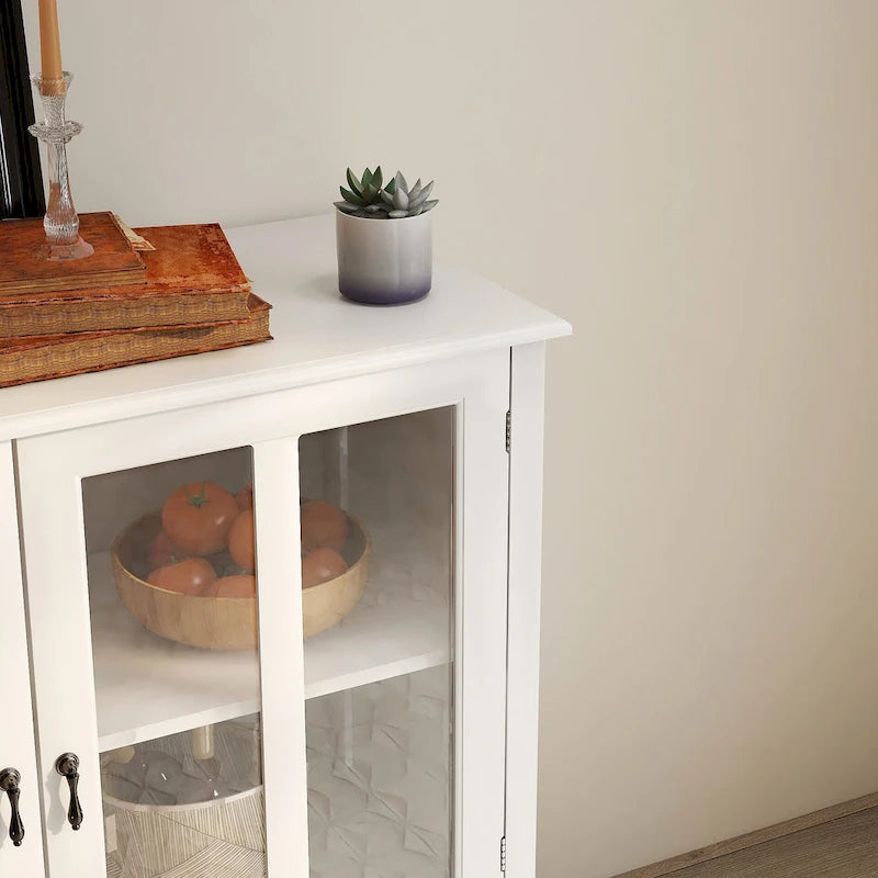 Meuble de rangement buffet avec double portes vitrées