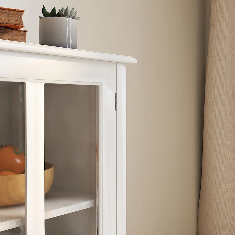 Meuble de rangement buffet avec double portes vitrées