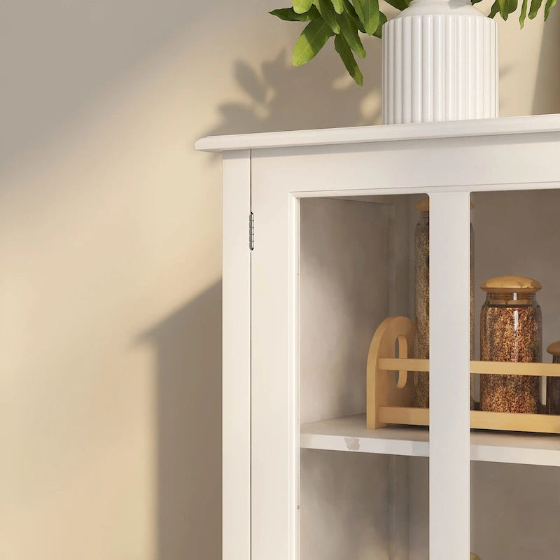 Meuble de rangement buffet avec double portes vitrées