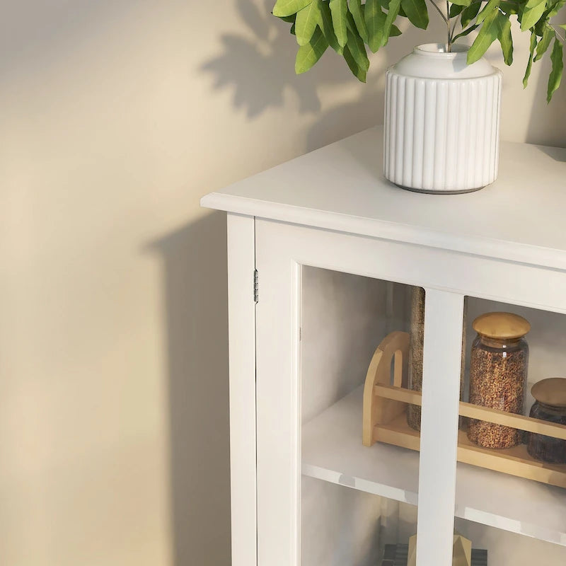 Meuble de rangement buffet avec double portes vitrées