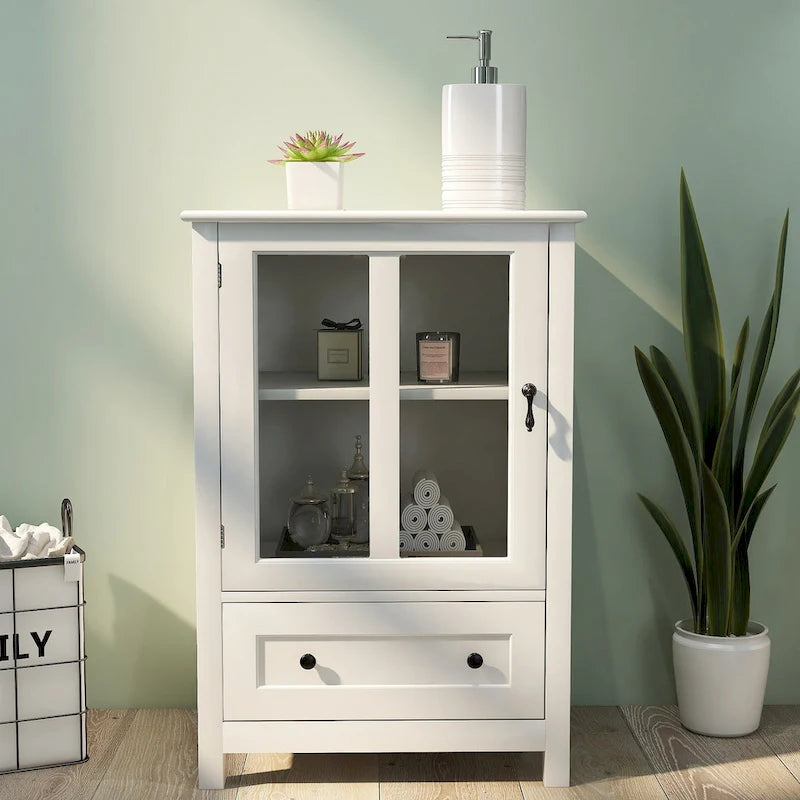 Meuble de rangement buffet avec double portes vitrées