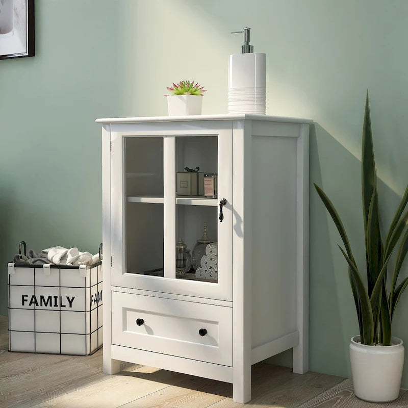 Meuble de rangement buffet avec double portes vitrées