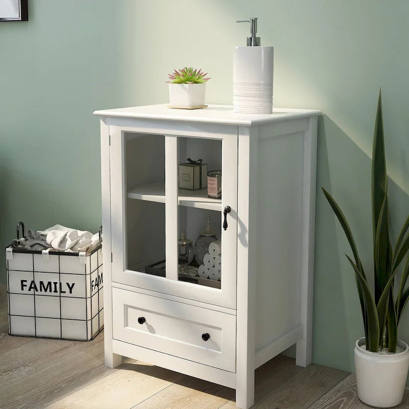Meuble de rangement buffet avec double portes vitrées