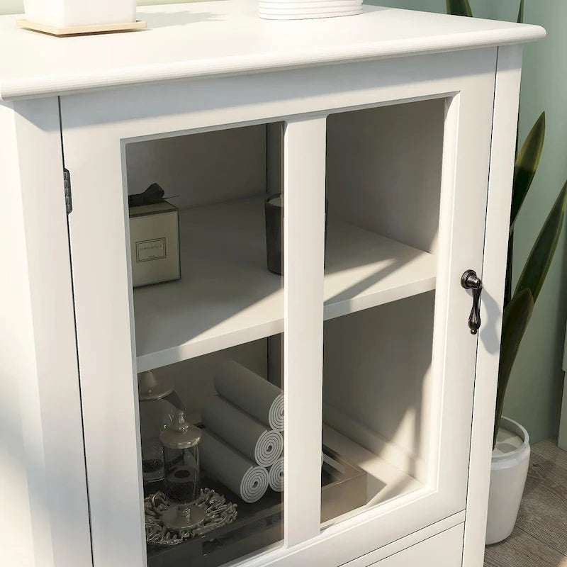 Meuble de rangement buffet avec double portes vitrées