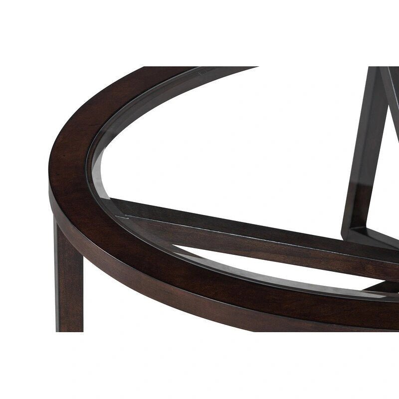 Table basse moderne en verre avec base en bois massif en croix, table d'appoint