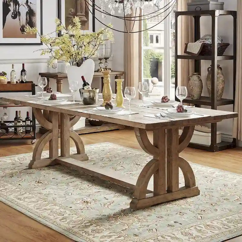 Paloma Reclaimed Wood Rectangular Trestle Table by iNSPIRE Q Artisan - Brown