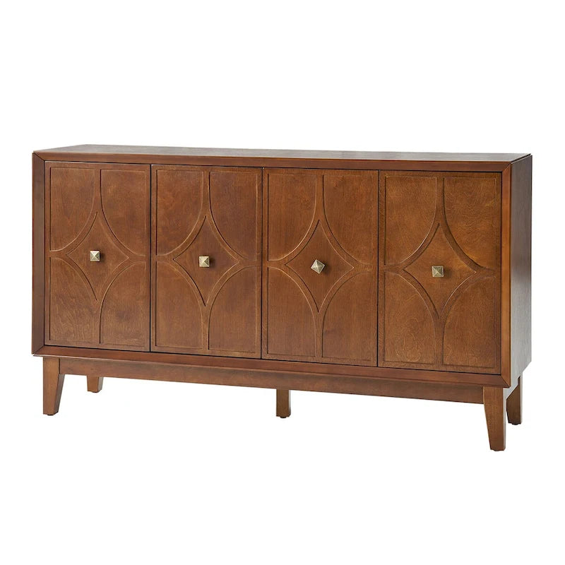 Buffet losangique de 152 cm du milieu du siècle avec étagères réglables
