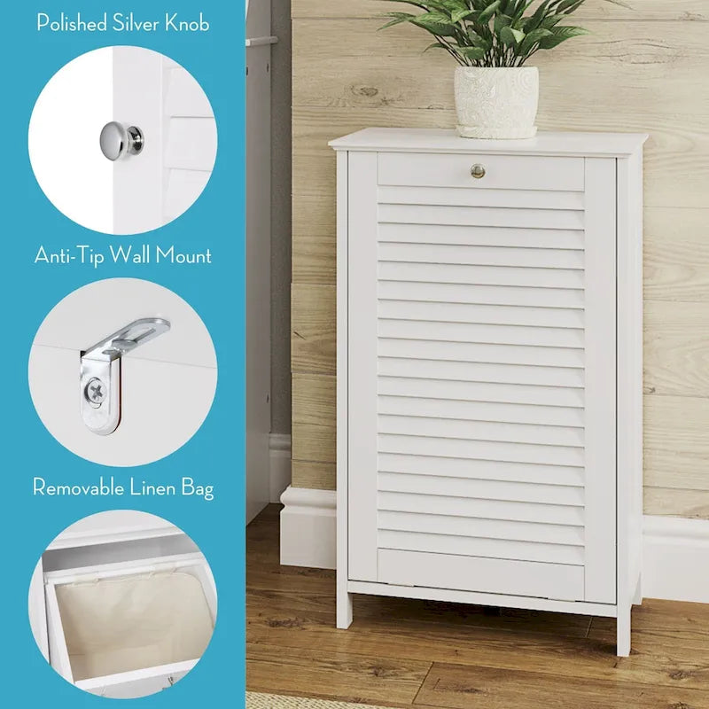 Meuble à linge inclinable avec sac en tissu amovible - Blanc