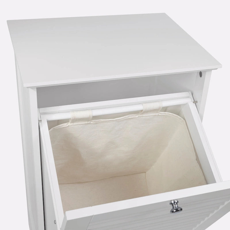 Meuble à linge inclinable avec sac en tissu amovible - Blanc