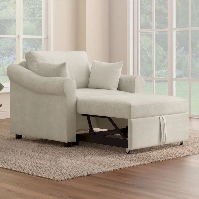 Fauteuil convertible en chenille avec dossier réglable, fauteuil de relaxation 3 en 1 se transformant en lit, lit simple pour salon