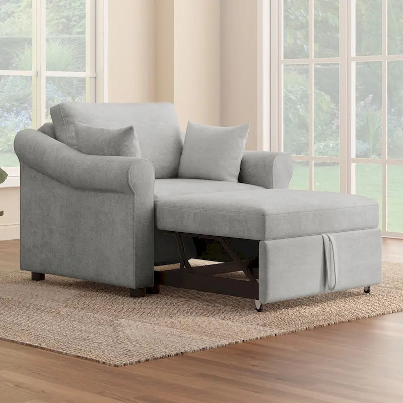 Fauteuil convertible en chenille avec dossier réglable, fauteuil de relaxation 3 en 1 se transformant en lit, lit simple pour salon