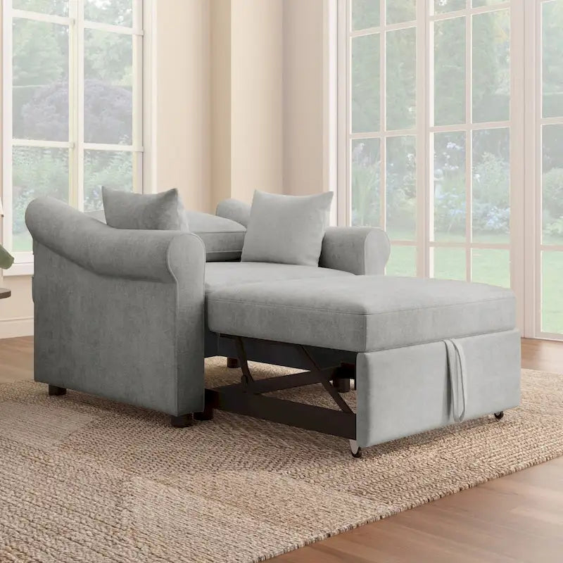 Fauteuil convertible en chenille avec dossier réglable, fauteuil de relaxation 3 en 1 se transformant en lit, lit simple pour salon
