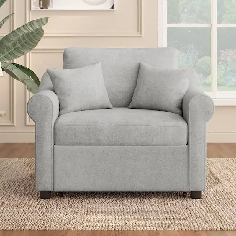 Fauteuil convertible en chenille avec dossier réglable, fauteuil de relaxation 3 en 1 se transformant en lit, lit simple pour salon