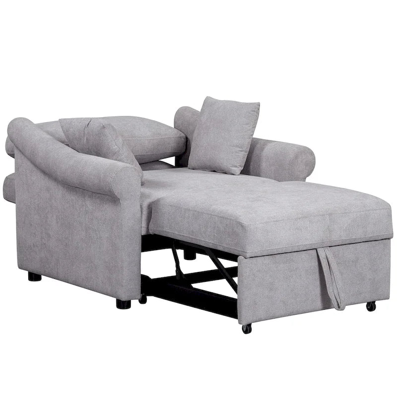 Fauteuil convertible en chenille avec dossier réglable, fauteuil de relaxation 3 en 1 se transformant en lit, lit simple pour salon