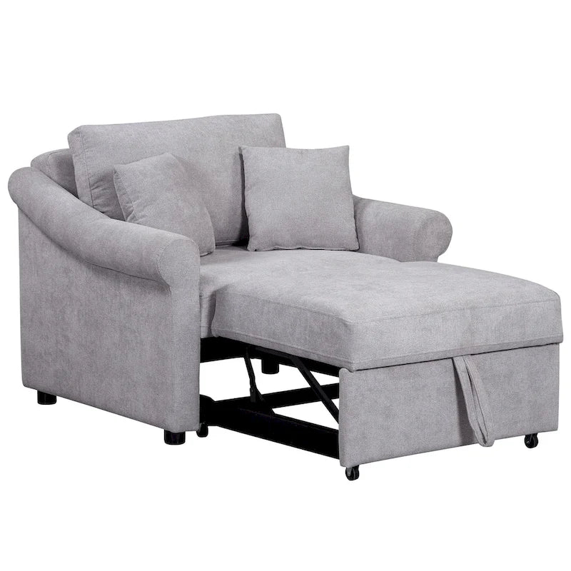 Fauteuil convertible en chenille avec dossier réglable, fauteuil de relaxation 3 en 1 se transformant en lit, lit simple pour salon
