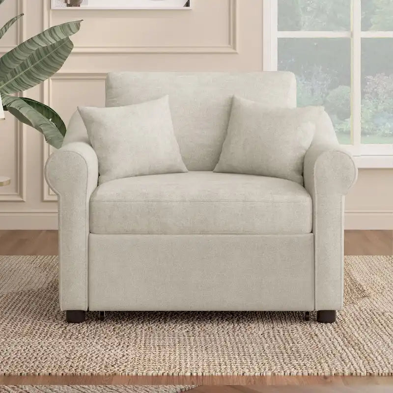 Fauteuil convertible en chenille avec dossier réglable, fauteuil de relaxation 3 en 1 se transformant en lit, lit simple pour salon
