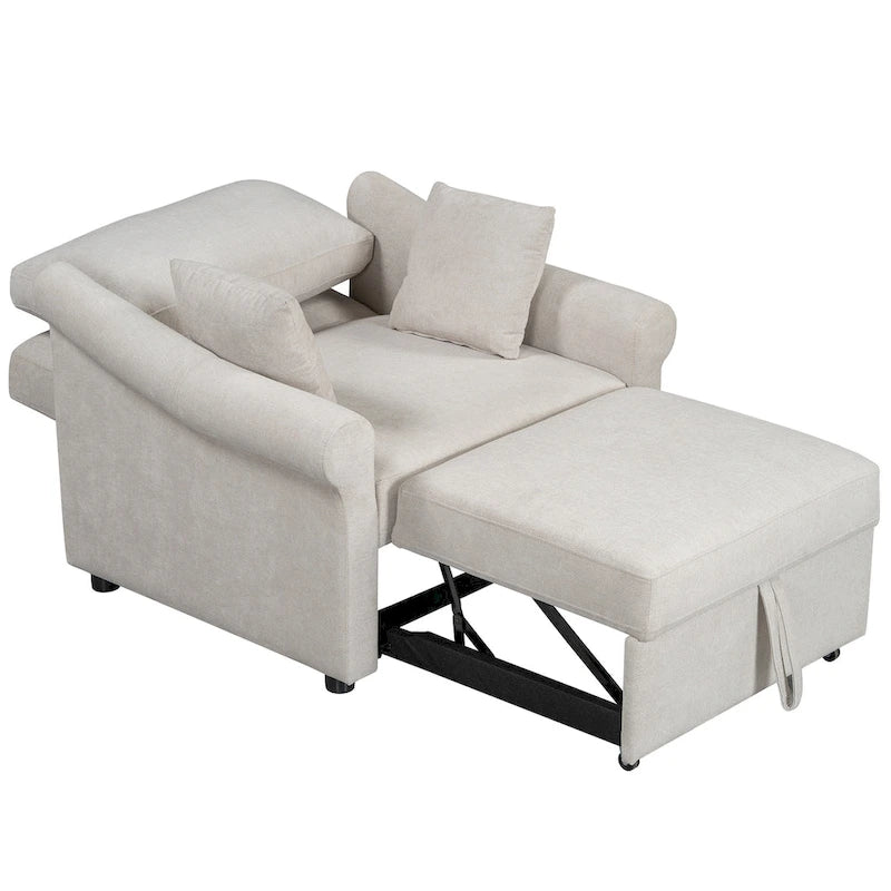 Fauteuil convertible en chenille avec dossier réglable, fauteuil de relaxation 3 en 1 se transformant en lit, lit simple pour salon