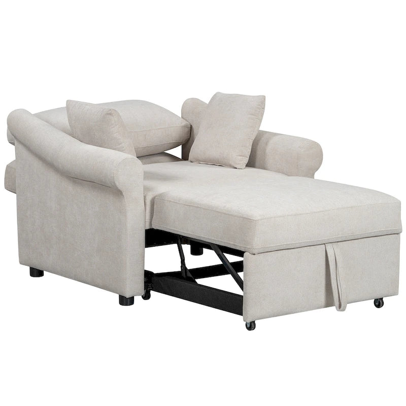 Fauteuil convertible en chenille avec dossier réglable, fauteuil de relaxation 3 en 1 se transformant en lit, lit simple pour salon